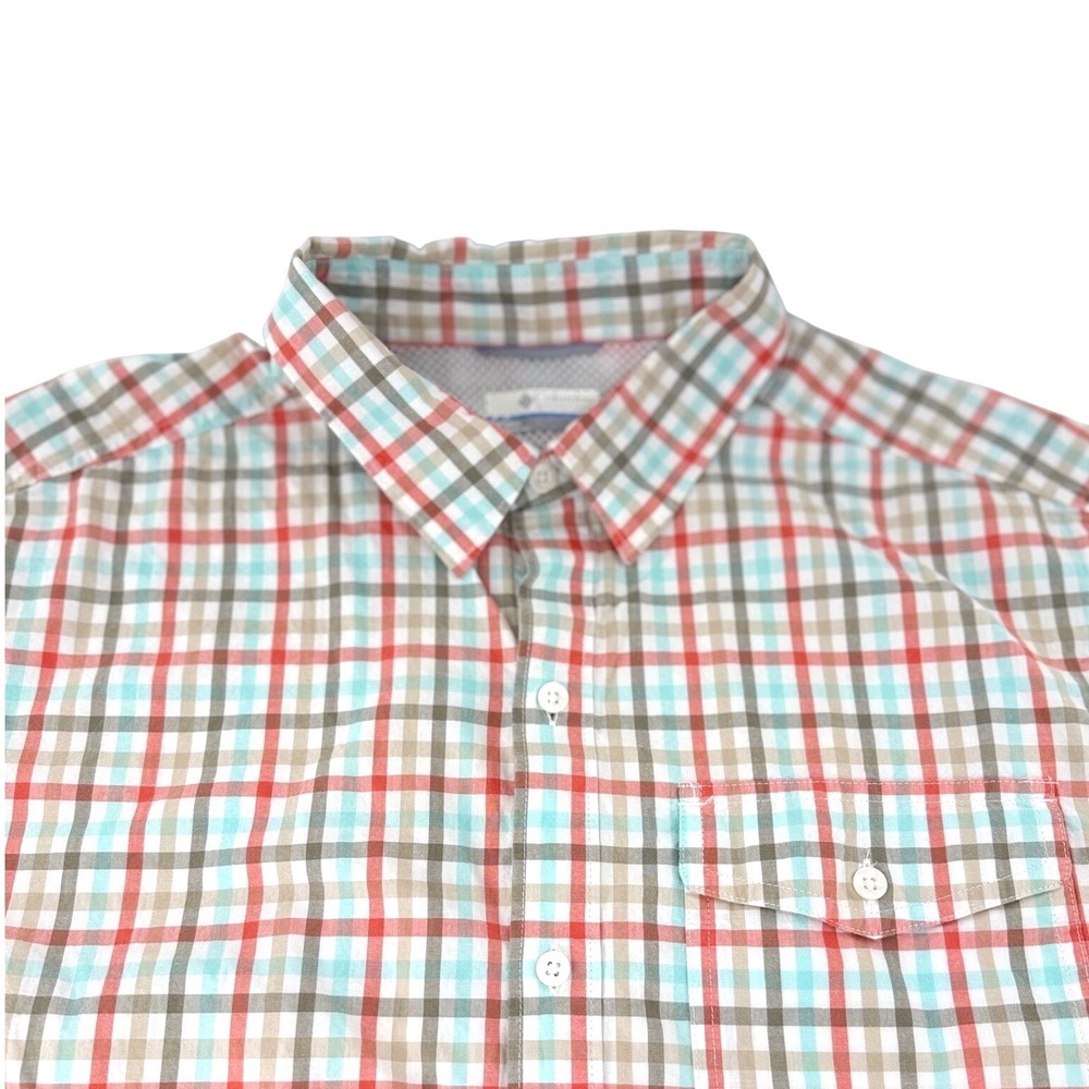 Columbia‎ Lightweight Plaid Short Sleeve Button Down Mens Medium Casual Coastal